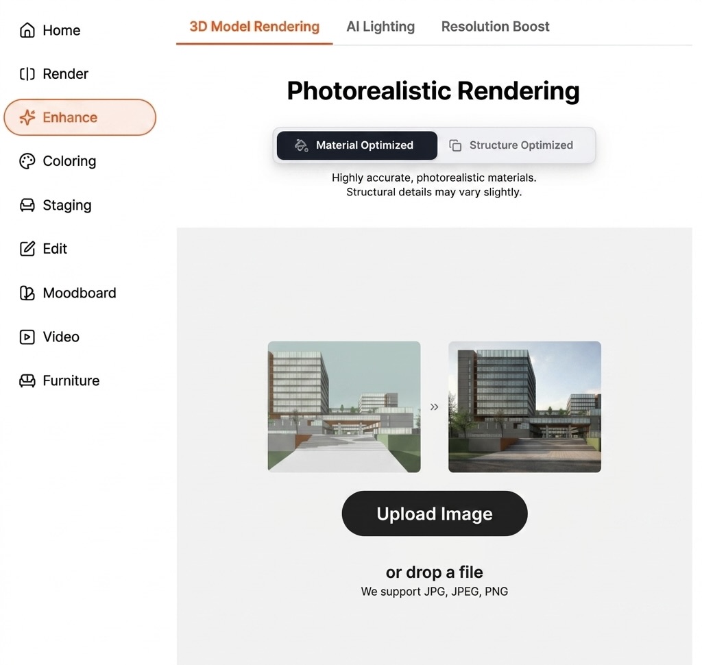 Select Enhance and Choose Material Optimized